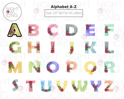 Alphabet A-Z Floral Watercolor