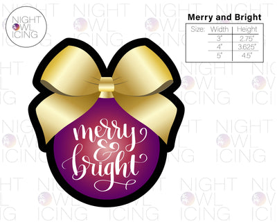 STL Digital Files for Merry and Bright Hand Lettered Ornament