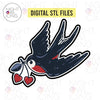 STL Digital File for Swallow Bird With Sprig