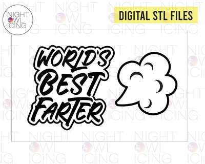 STL Digital Files for World's Best Farter Set - Lettering and Poof Cloud