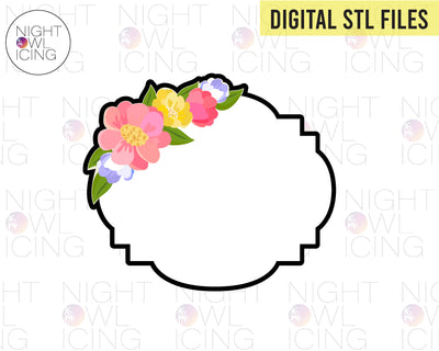 STL Digital Files for Zuri Floral Oval Plaque